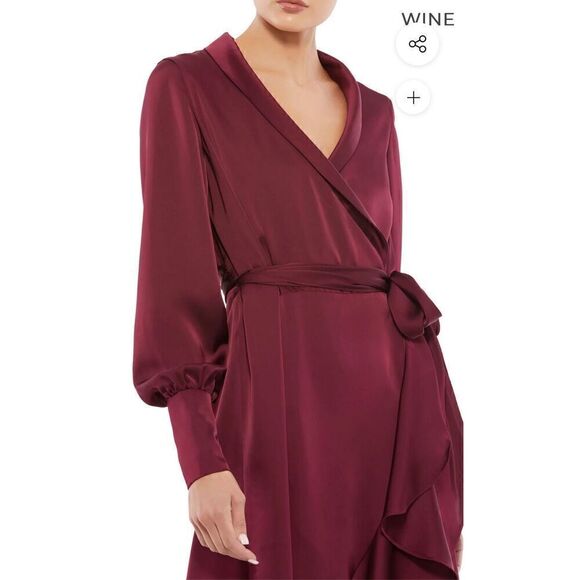 MAC DUGGAL 12506 Faux Wrap Dress in Wine NWT Size 0 - Picture 3 of 7